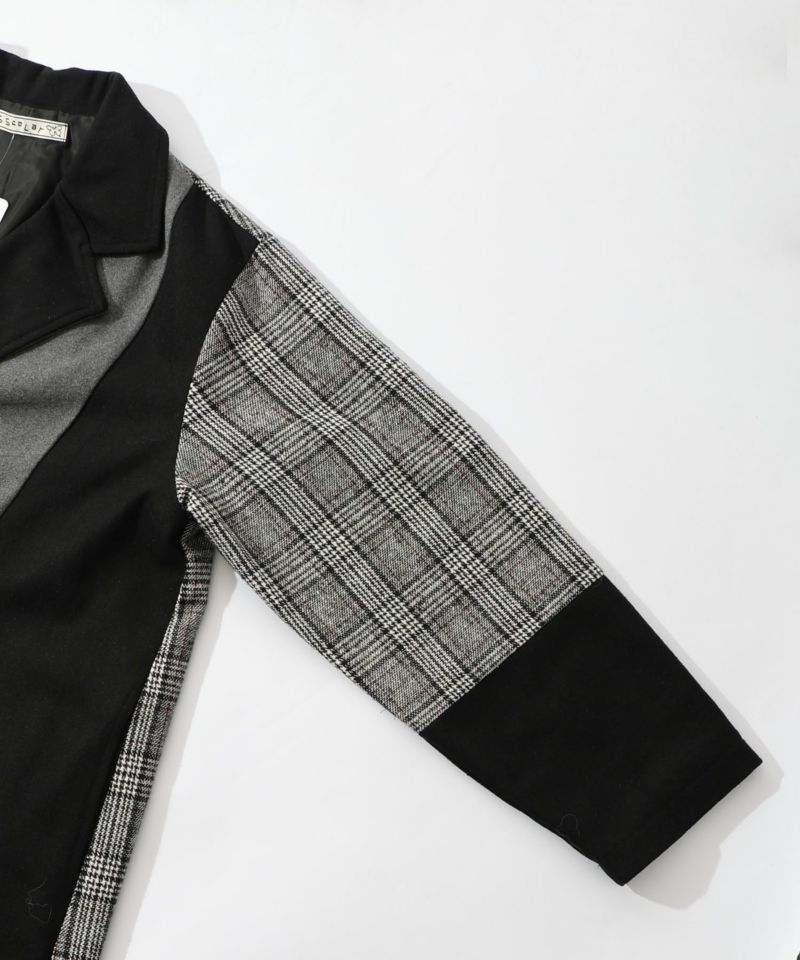 バラ刺繍起毛チェック×蝶レース×フェイクウールコート-14