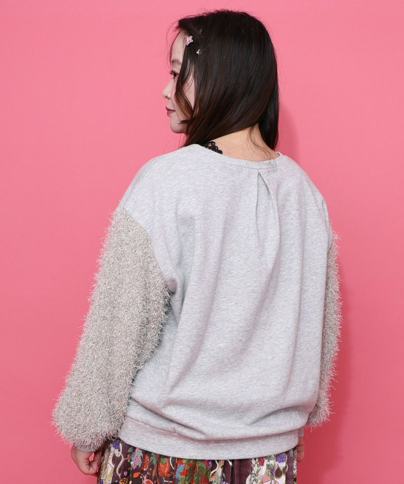 雪の結晶ガーランド刺繍裏毛×ラメフェザーニット-17