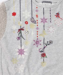 雪の結晶ガーランド刺繍裏毛×ラメフェザーニット-21