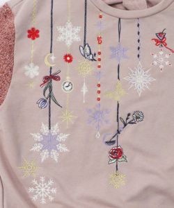 雪の結晶ガーランド刺繍裏毛×ラメフェザーニット-25