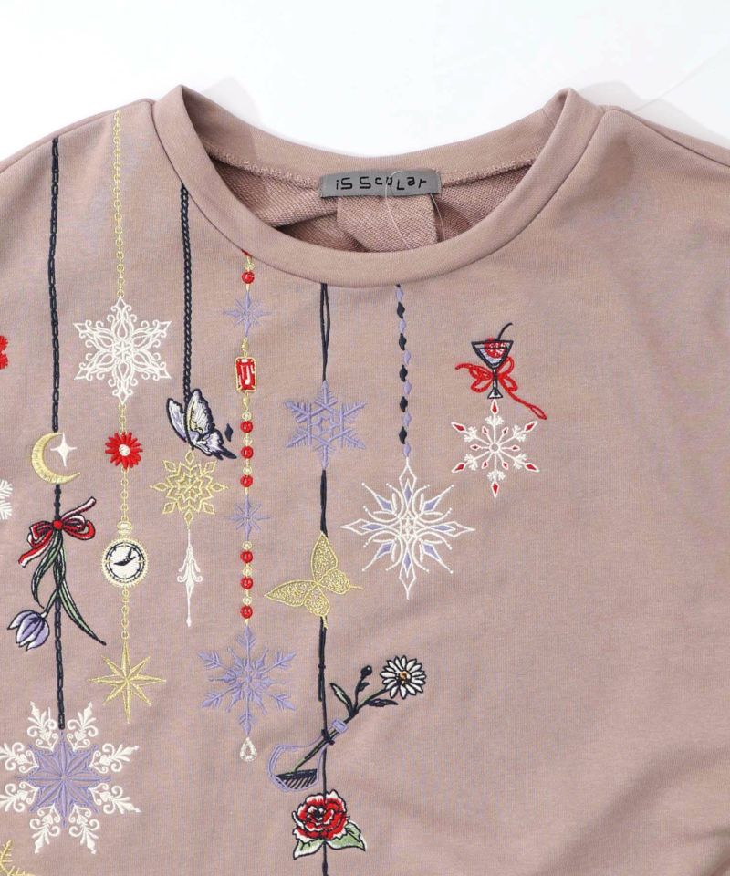 雪の結晶ガーランド刺繍裏毛×ラメフェザーニット-26