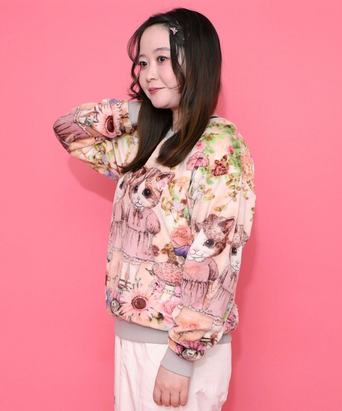 ネコ姉妹の秘密の花園 双面フランネルプルオーバー-3