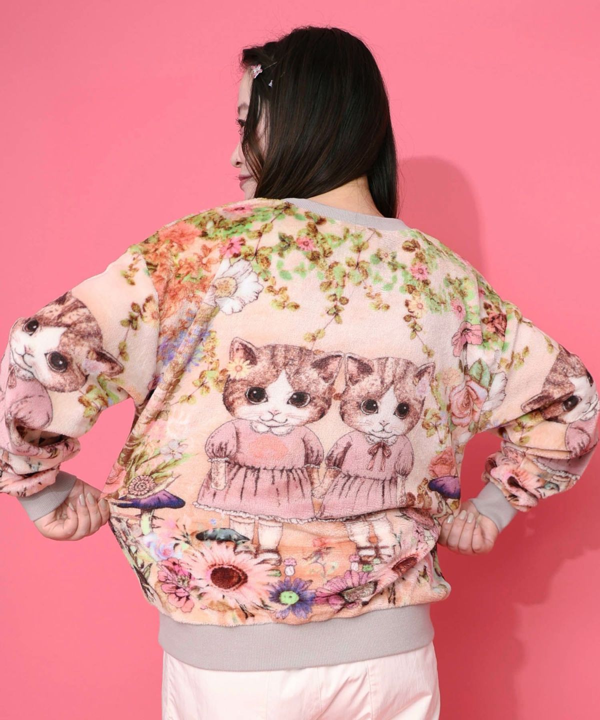 ネコ姉妹の秘密の花園 双面フランネルプルオーバー-4