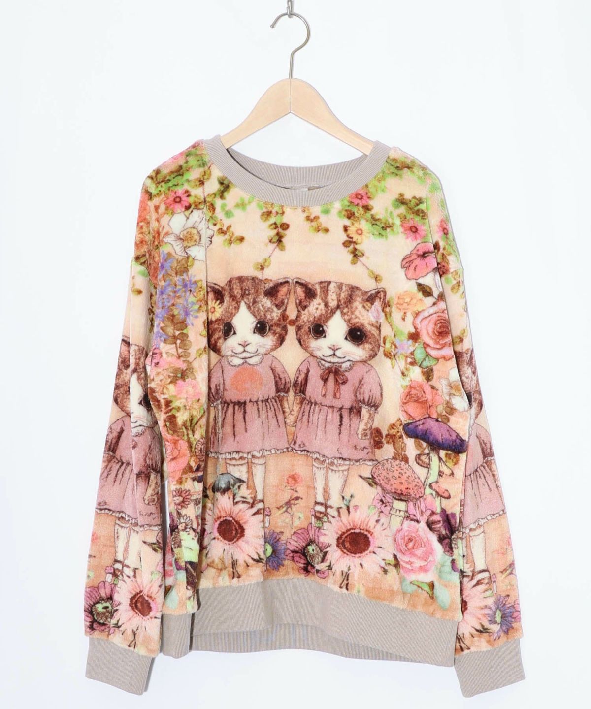 ネコ姉妹の秘密の花園 双面フランネルプルオーバー-6