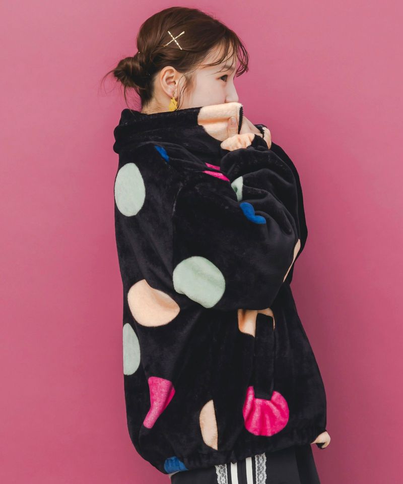 153735：カラフルドット柄 双面フランネルブルゾンの通販-ScoLar