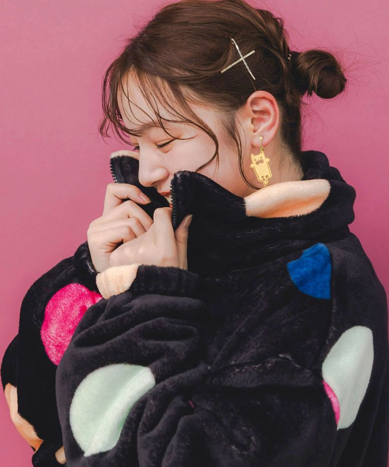 カラフルドット柄双面フランネルブルゾン-6