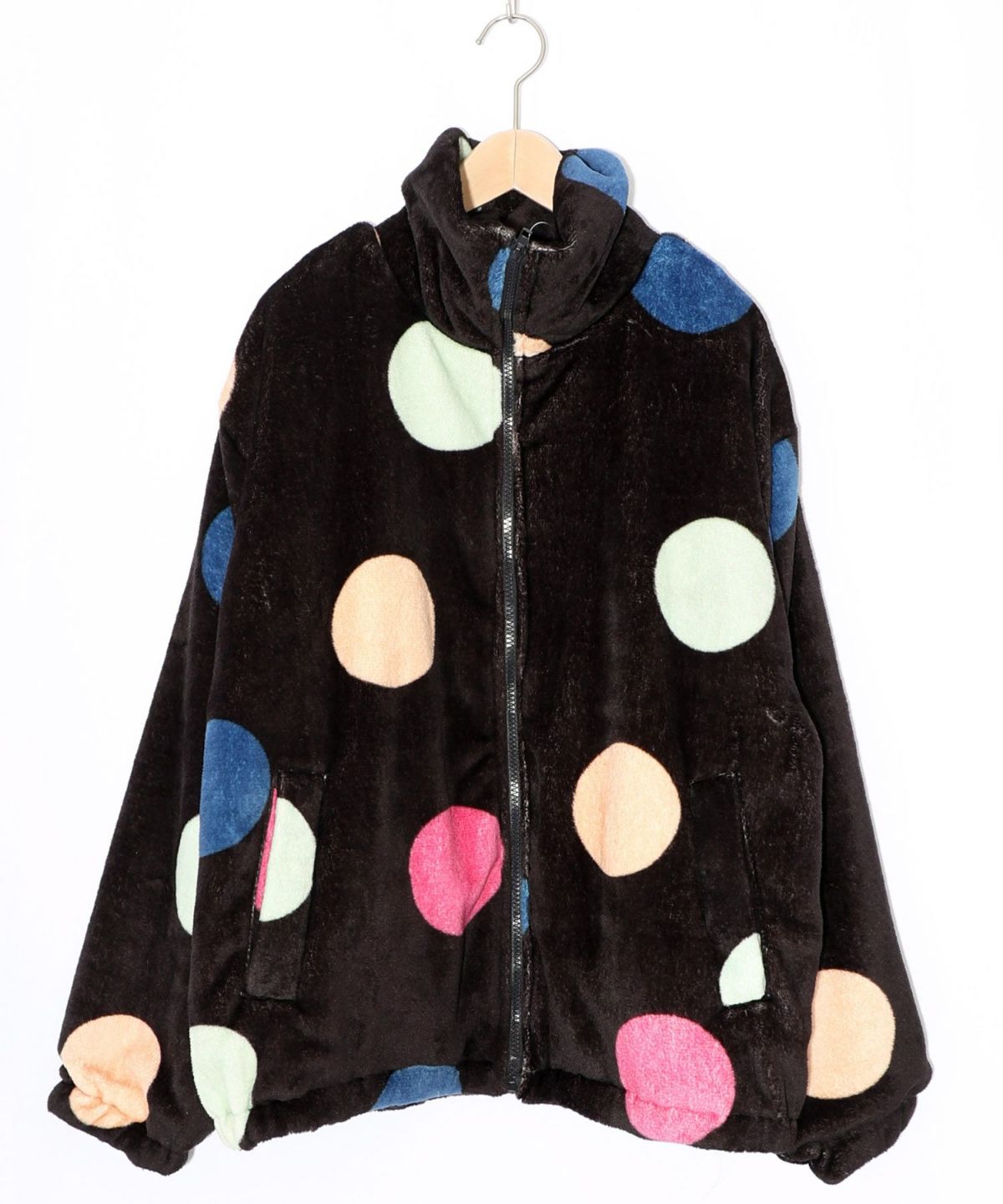 カラフルドット柄双面フランネルブルゾン-10
