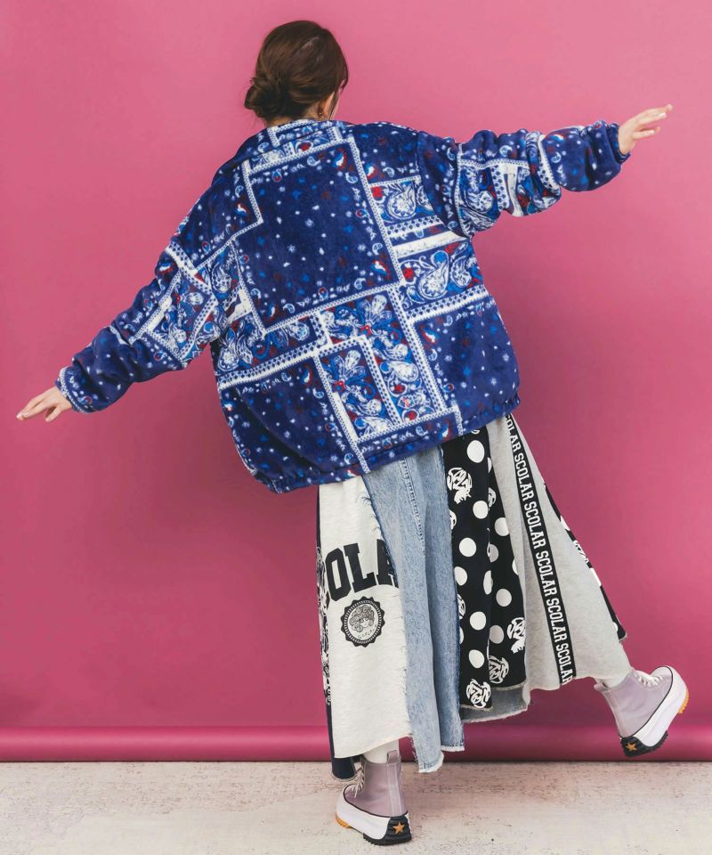 ランダムバンダナ柄双面フランネルブルゾン-5