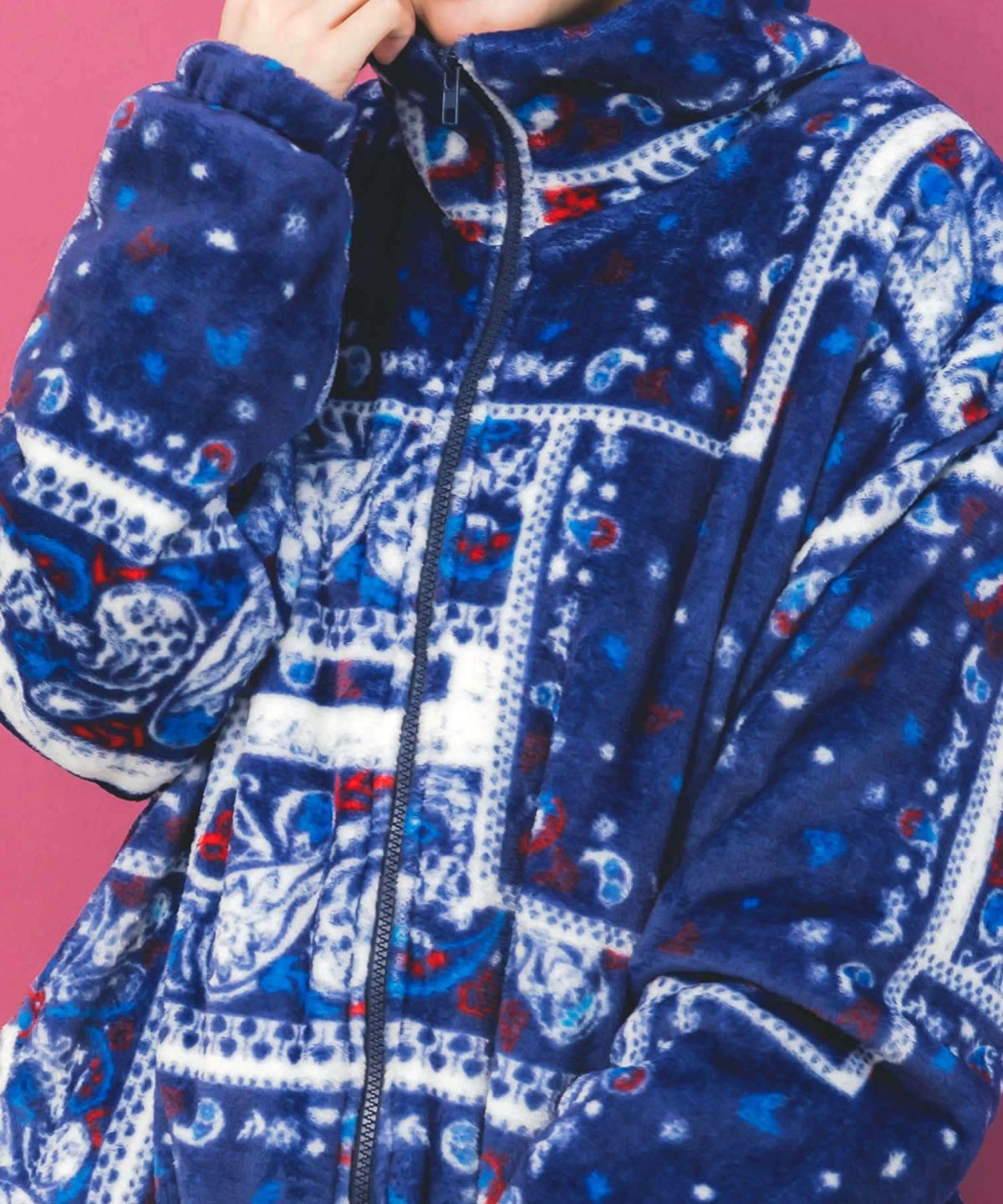 ランダムバンダナ柄双面フランネルブルゾン-8