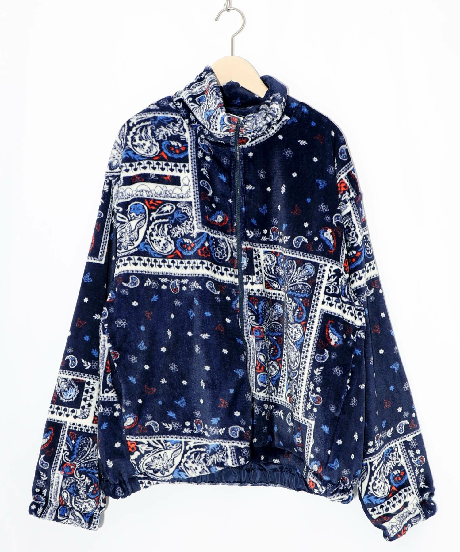 ランダムバンダナ柄双面フランネルブルゾン-11