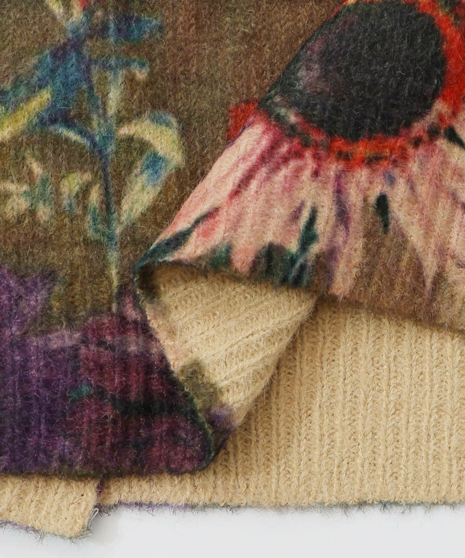 ネコ姉妹の秘密の花園柄 起毛ニットカーディガン-18