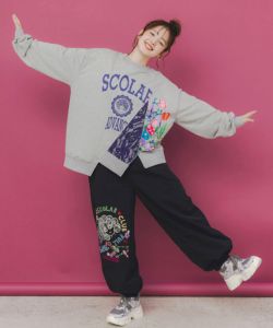 fumページ 153718：ポップ柄裏フリースあったかナイロンパンツの通販-ScoLar