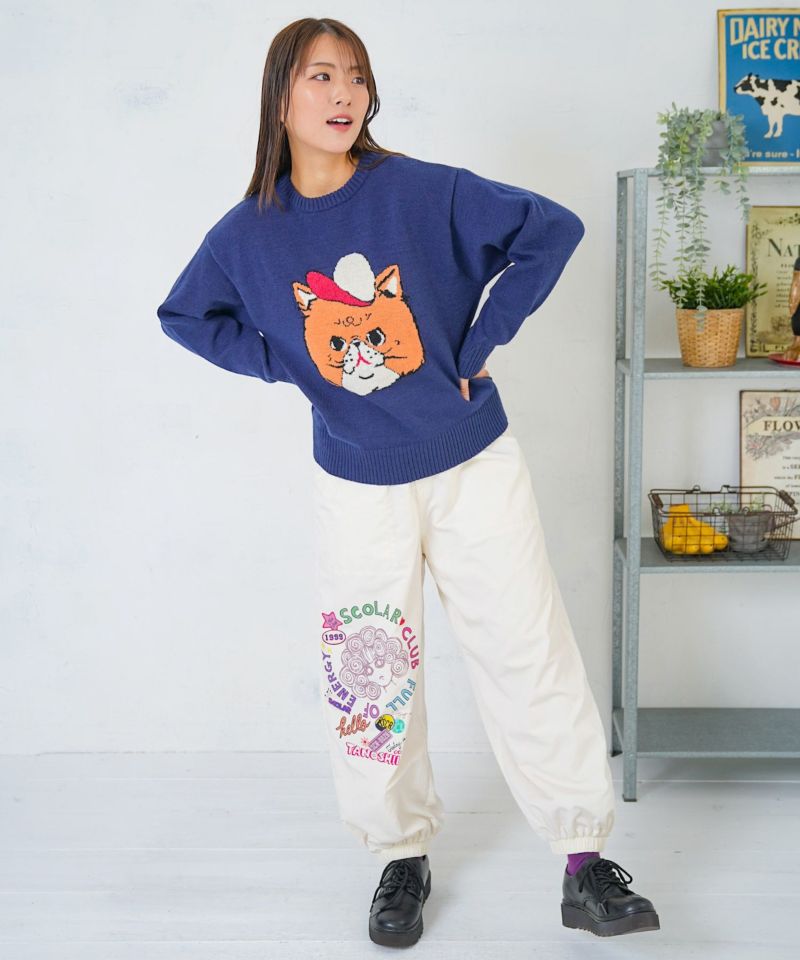 ポップ柄裏フリースあったかナイロンパンツ-10