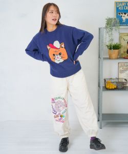 153718：ポップ柄裏フリースあったかナイロンパンツの通販-ScoLar