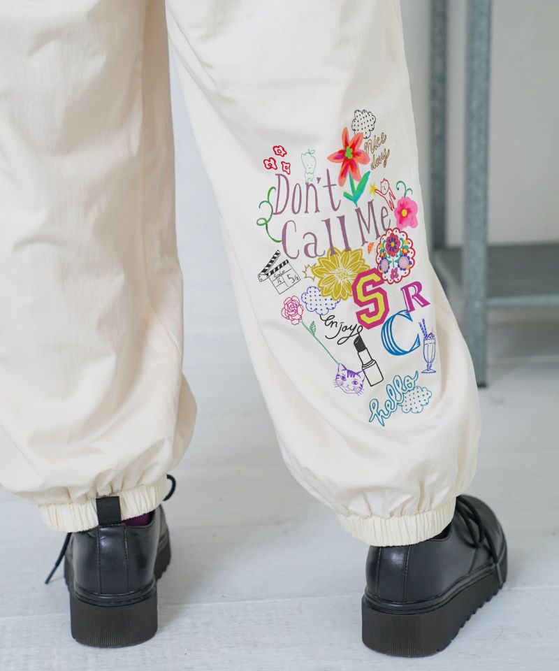 ポップ柄裏フリースあったかナイロンパンツ-15