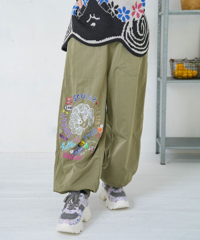 ポップ柄裏フリースあったかナイロンパンツ-16