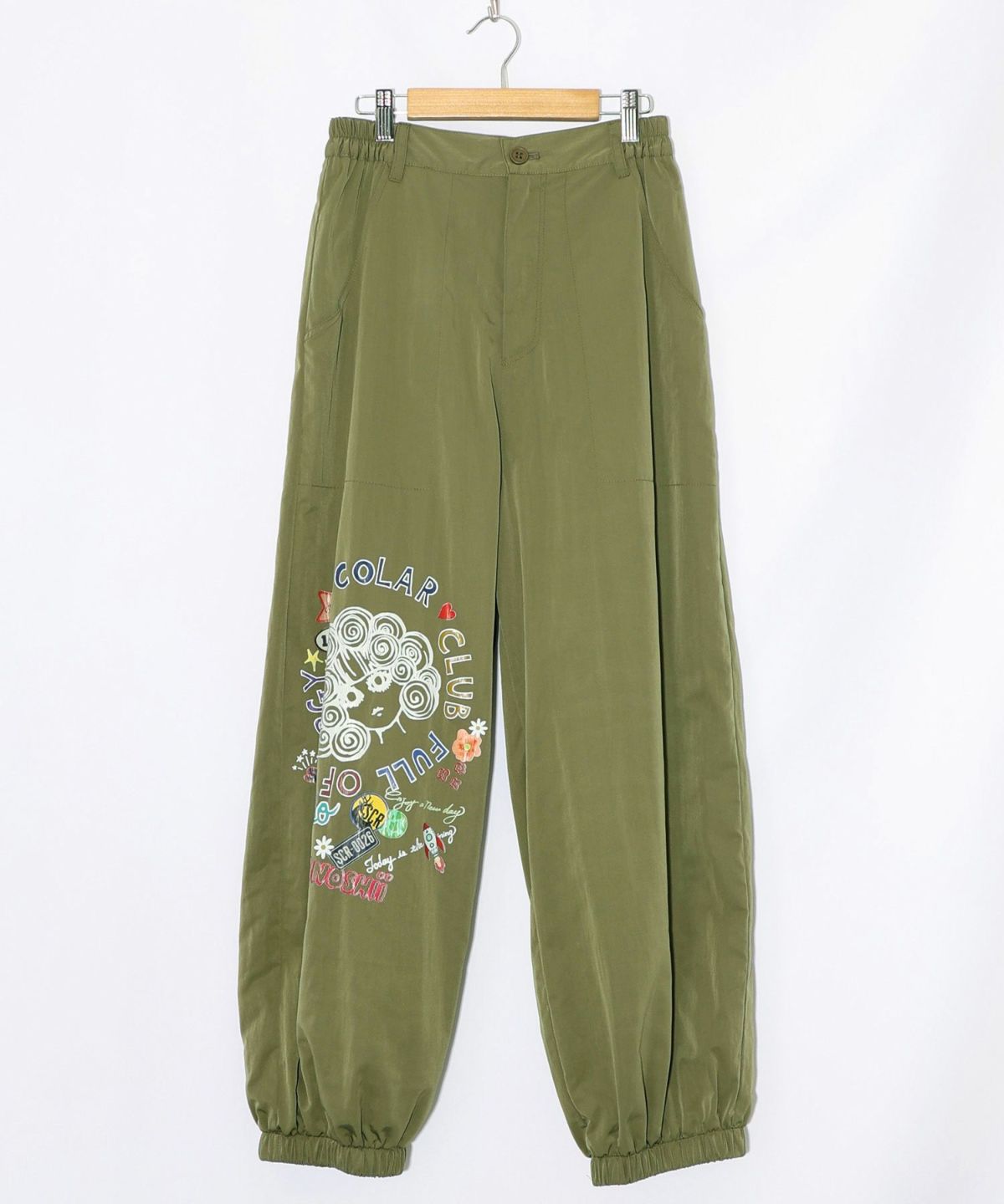 ポップ柄裏フリースあったかナイロンパンツ-30