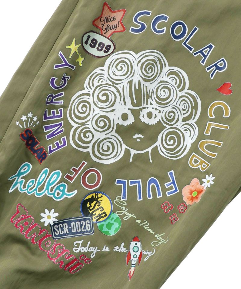 ポップ柄裏フリースあったかナイロンパンツ-32