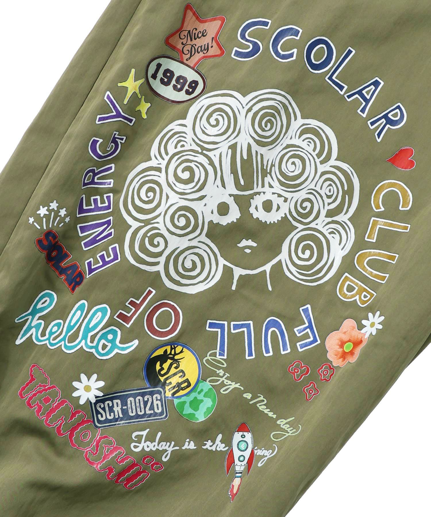 ポップ柄裏フリースあったかナイロンパンツ-32