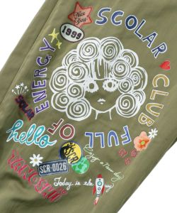 ポップ柄裏フリースあったかナイロンパンツ-32