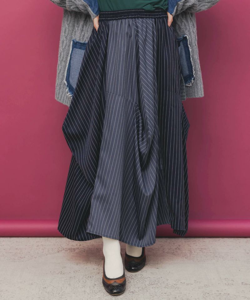 ランダムタック入り3柄展開 配色バルーンスカート-8