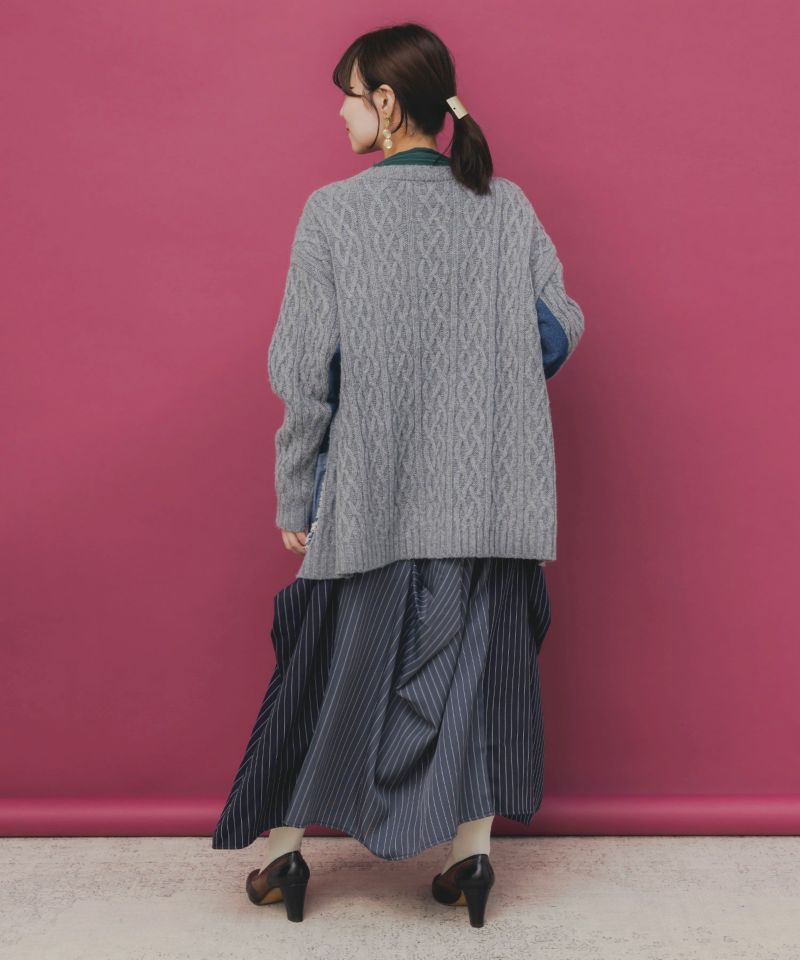 ランダムタック入り3柄展開 配色バルーンスカート-11