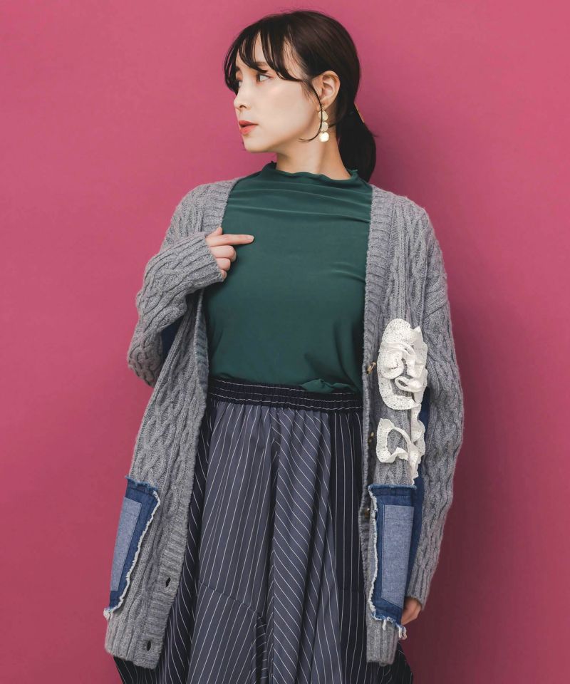 レース×デニム×ニットカーディガン-2