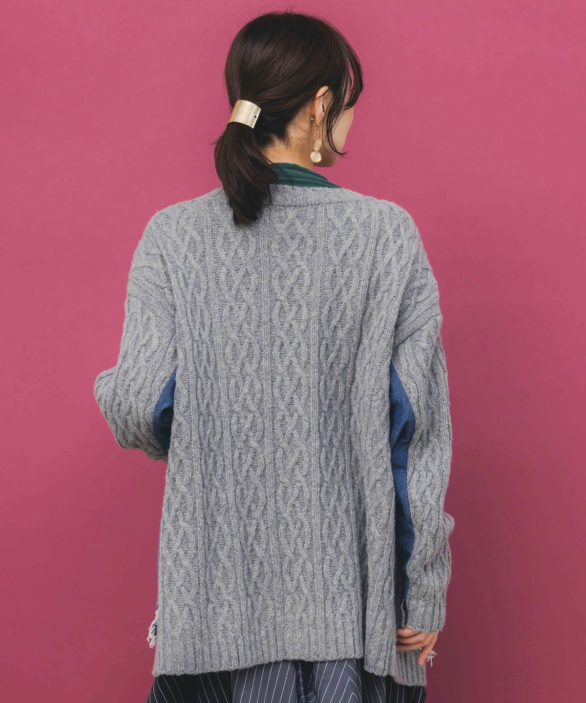 レース×デニム×ニットカーディガン-5