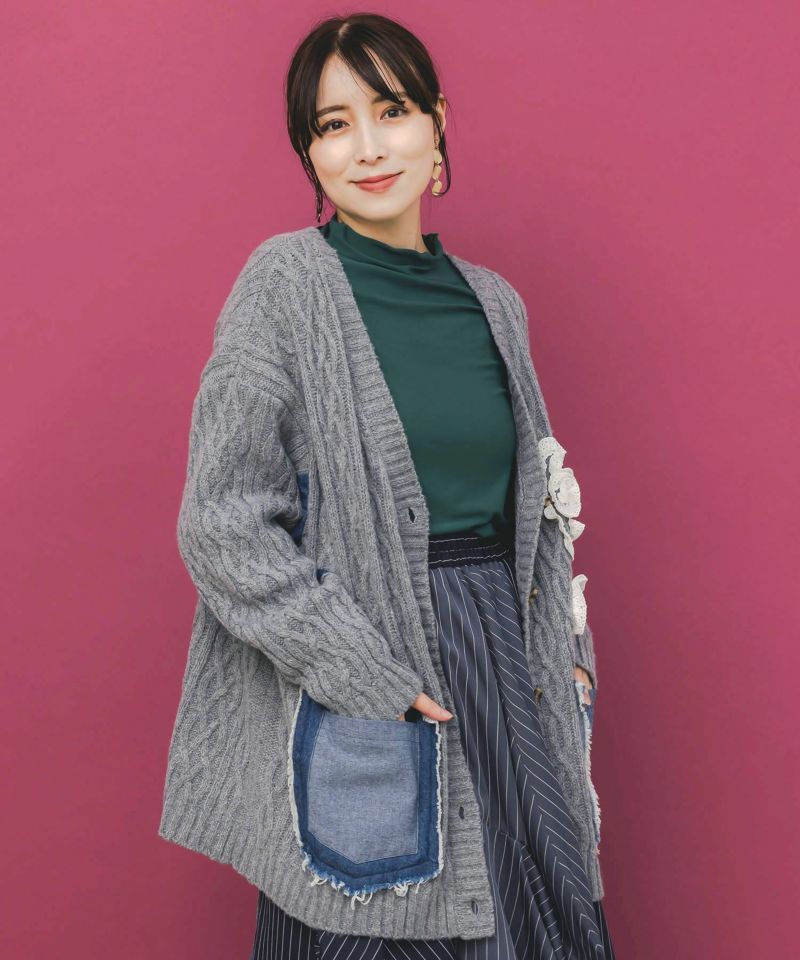 レース×デニム×ニットカーディガン-6