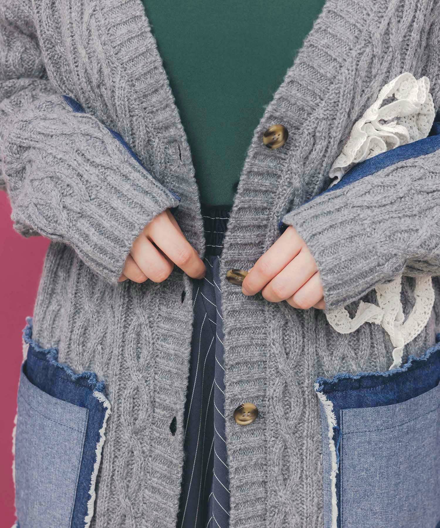 レース×デニム×ニットカーディガン-7