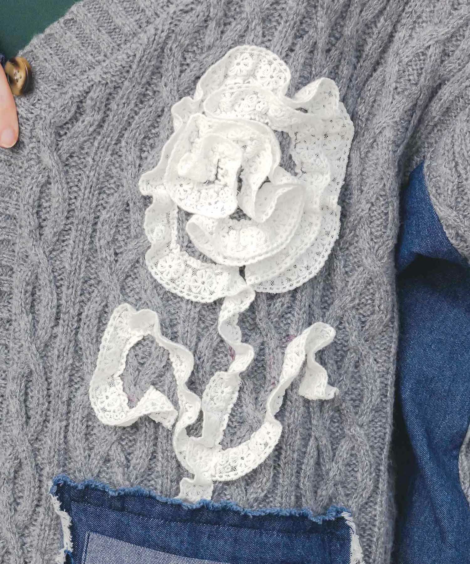 レース×デニム×ニットカーディガン-9