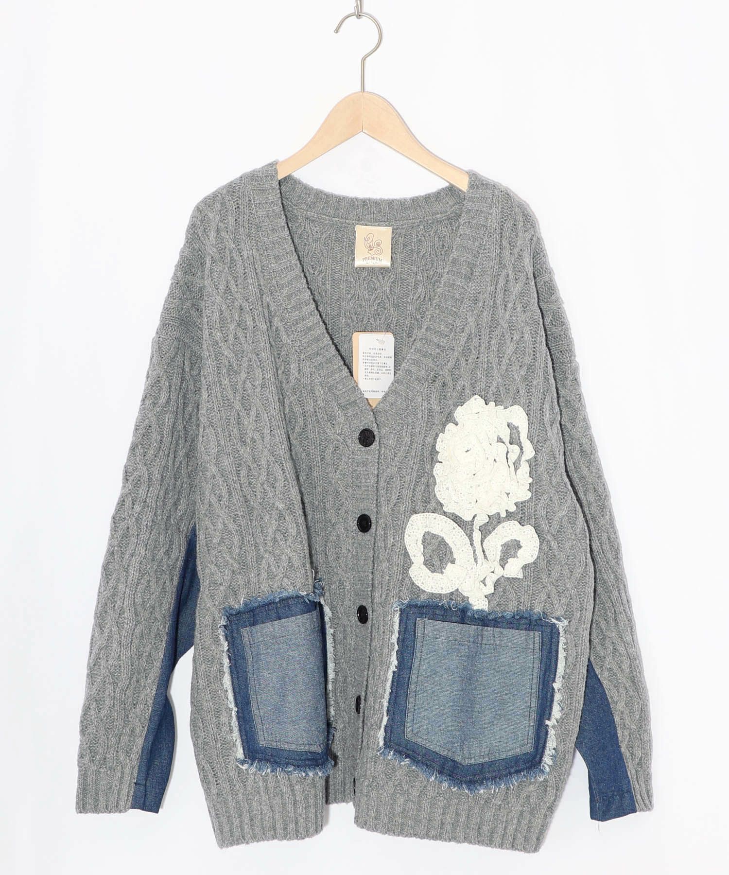 スカラー　753009：レース×デニム×ニットカーディガン 753009：レース×デニム×ニットカーディガンの通販-ScoLar