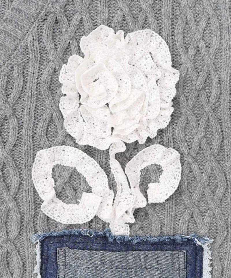 レース×デニム×ニットカーディガン-11