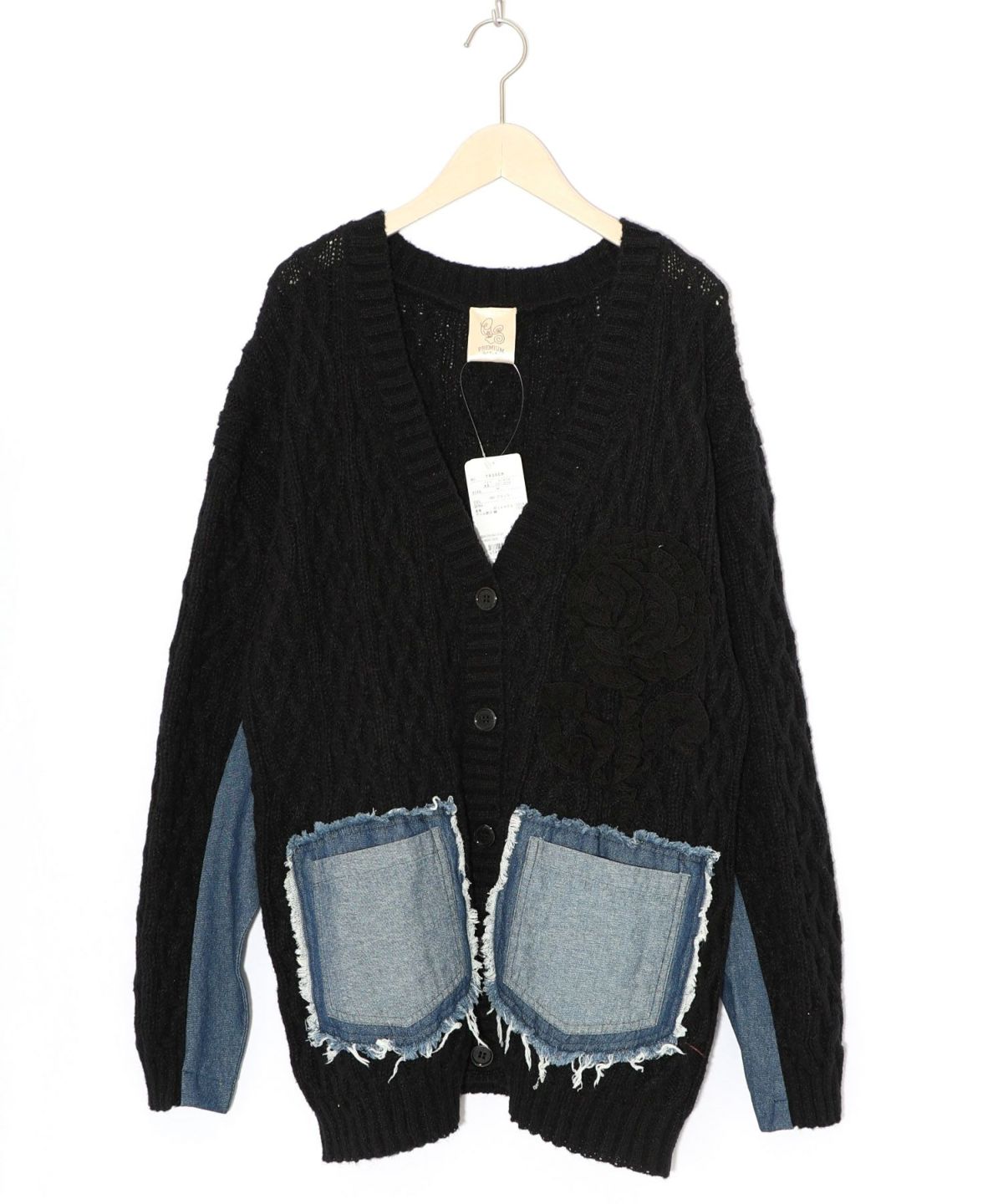 レース×デニム×ニットカーディガン-12