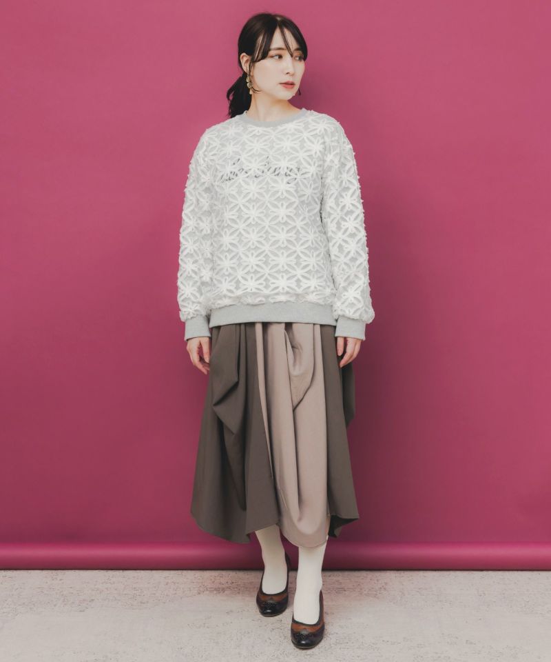 天使モチーフ立体チュール×裏毛プルオーバー-2
