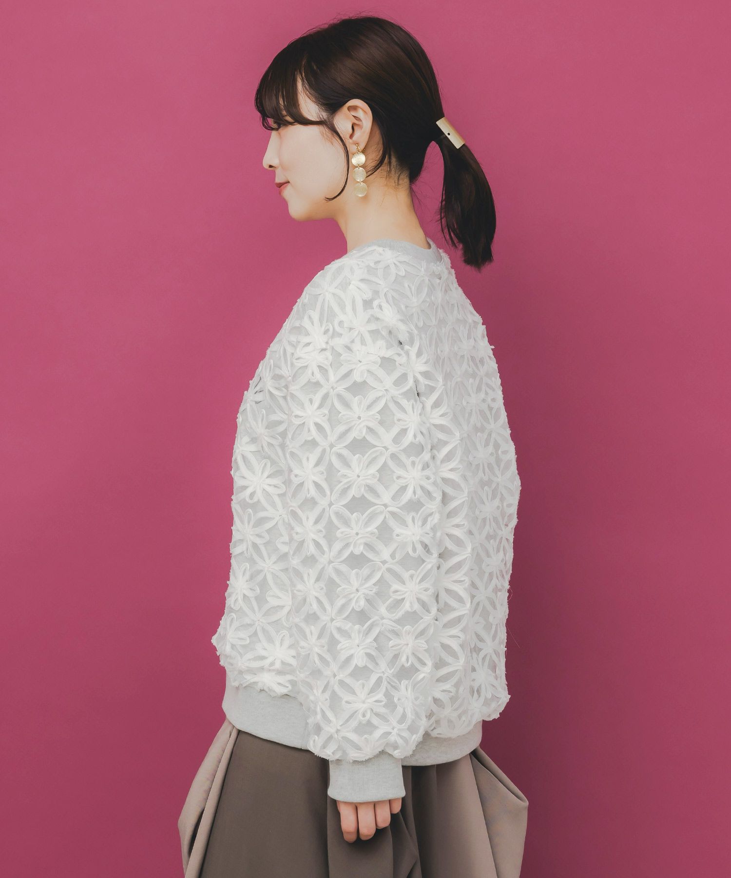 天使モチーフ立体チュール×裏毛プルオーバー-3