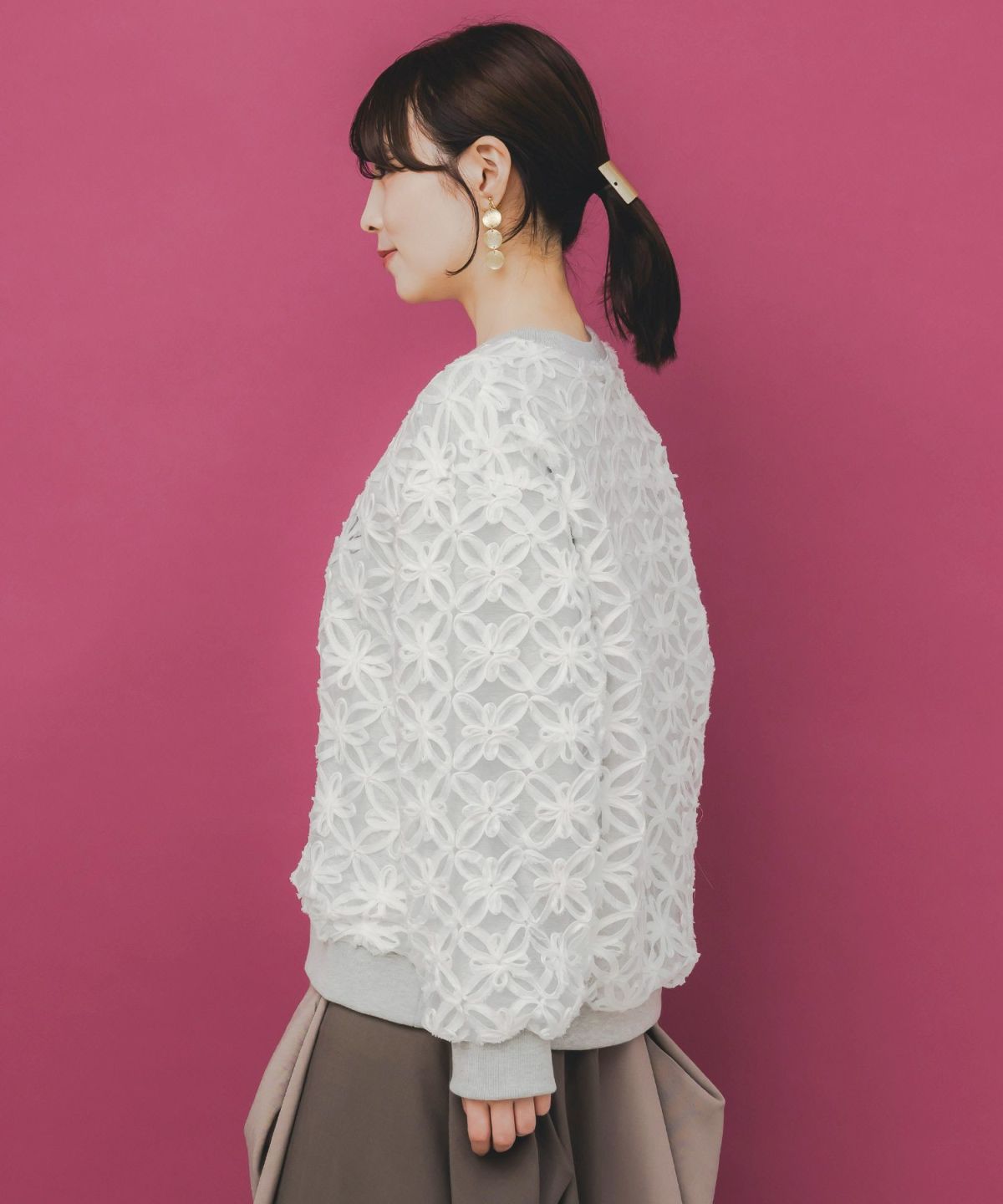 天使モチーフ立体チュール×裏毛プルオーバー-3