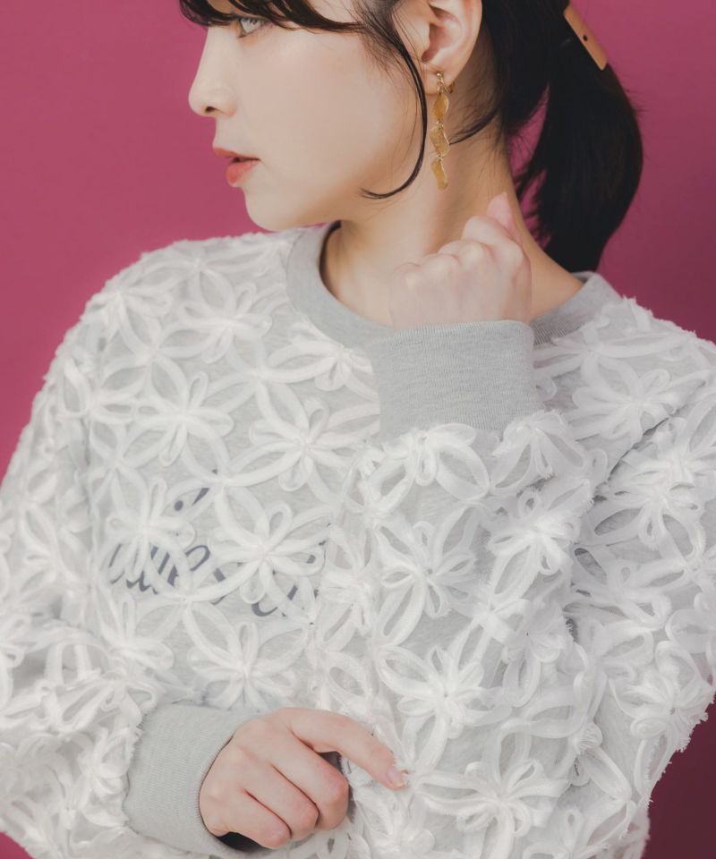 天使モチーフ立体チュール×裏毛プルオーバー-5