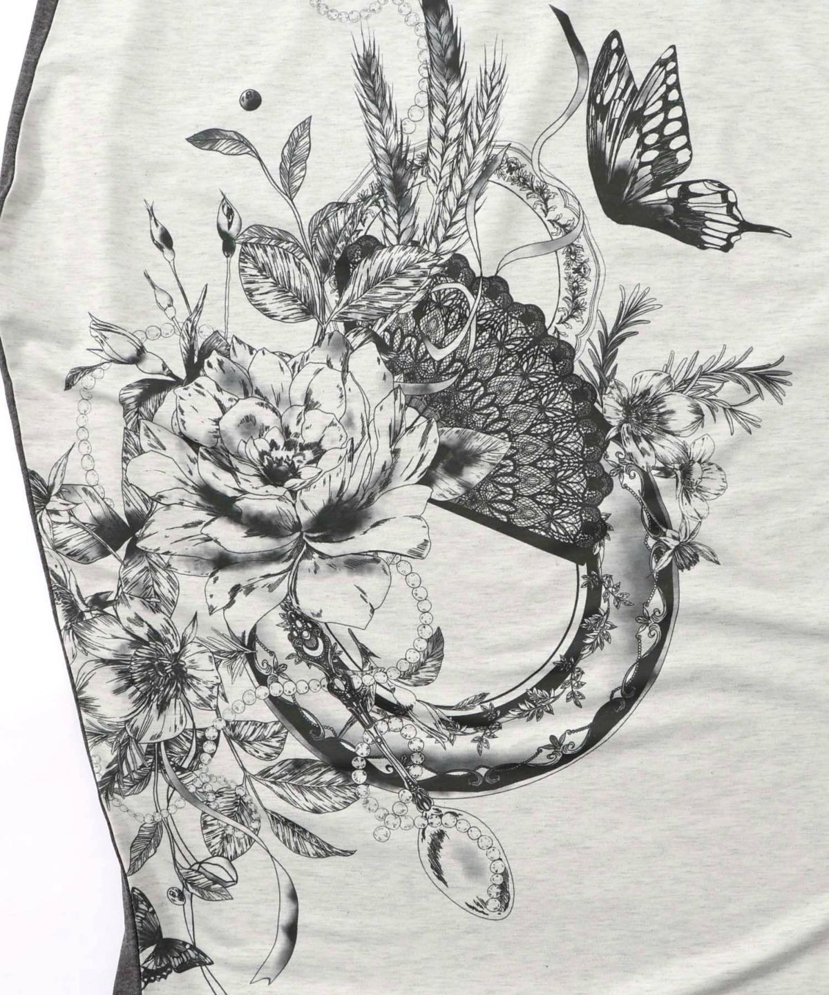 花柄×無地バイカラー裏毛ワンピース-9