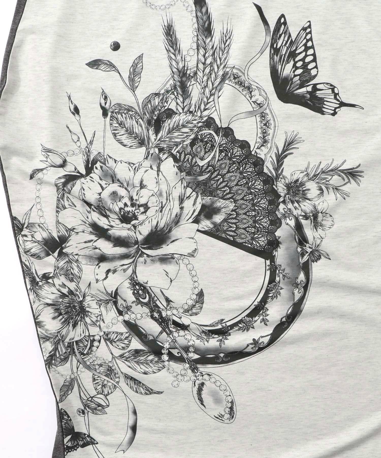 花柄×無地バイカラー裏毛ワンピース-9