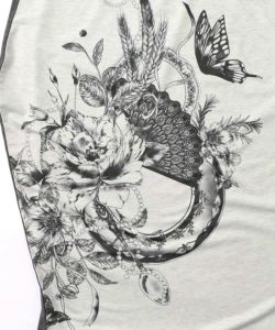 花柄×無地バイカラー裏毛ワンピース-9