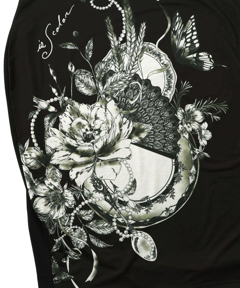 花柄×無地バイカラー裏毛ワンピース-11