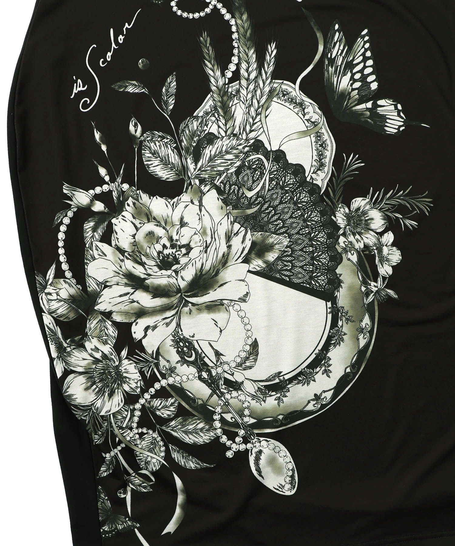 花柄×無地バイカラー裏毛ワンピース-11