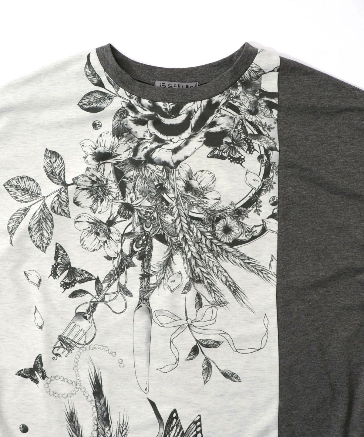 花柄×無地バイカラー裏毛ワンピース-14