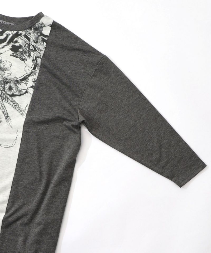 花柄×無地バイカラー裏毛ワンピース-15