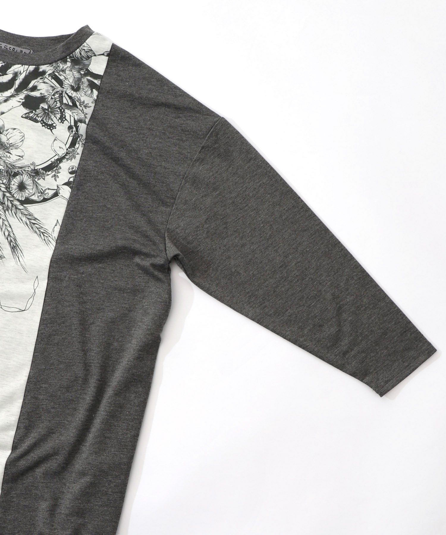 花柄×無地バイカラー裏毛ワンピース-15