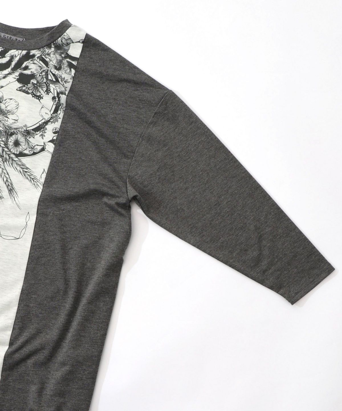 花柄×無地バイカラー裏毛ワンピース-15