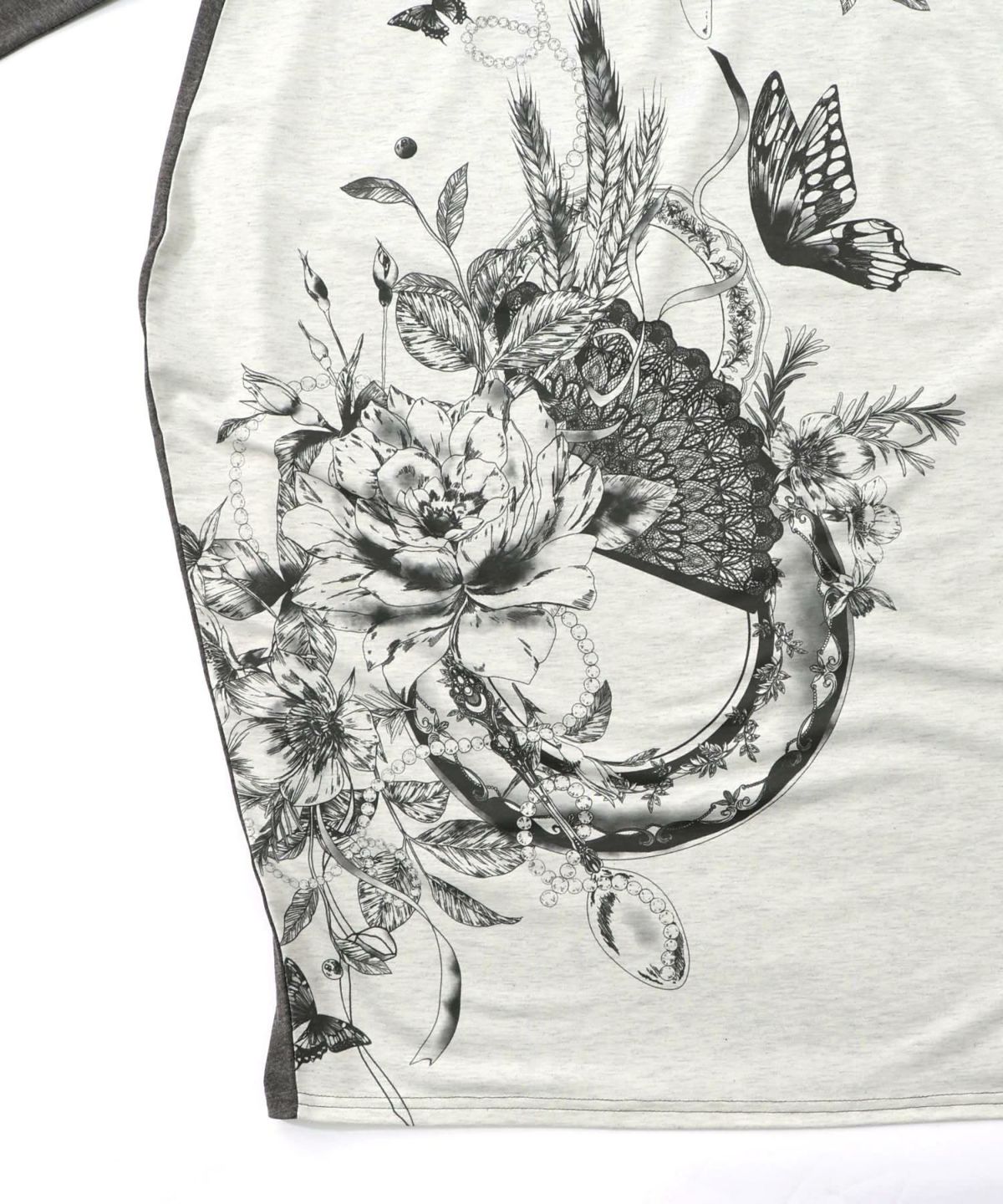 花柄×無地バイカラー裏毛ワンピース-16