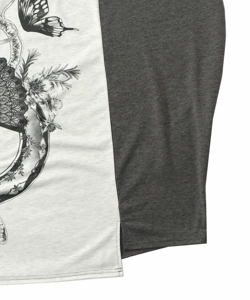 花柄×無地バイカラー裏毛ワンピース-17