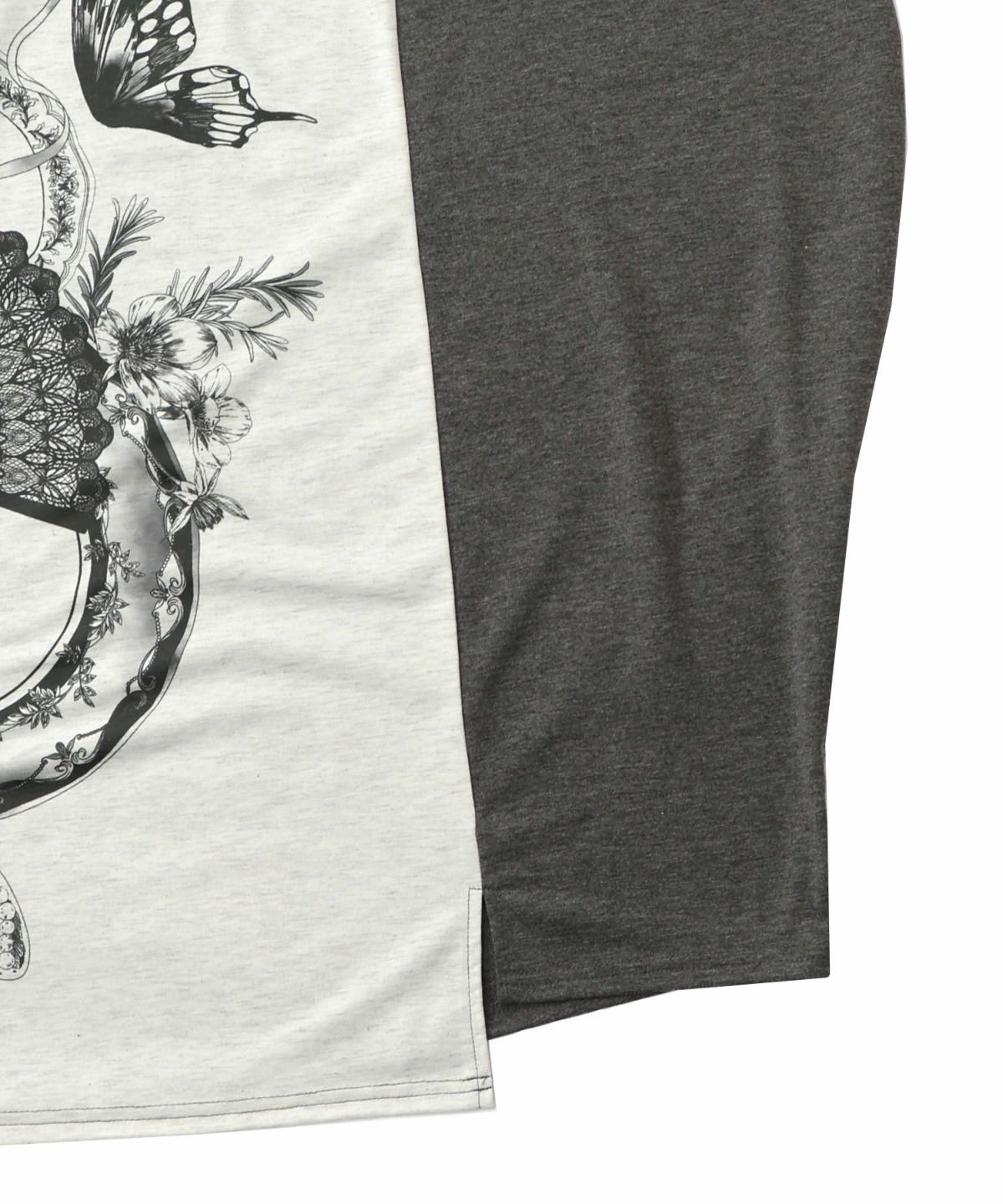 花柄×無地バイカラー裏毛ワンピース-17